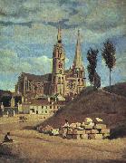 Jean Baptiste Camille  Corot Chartres Cathedral oil painting on canvas
